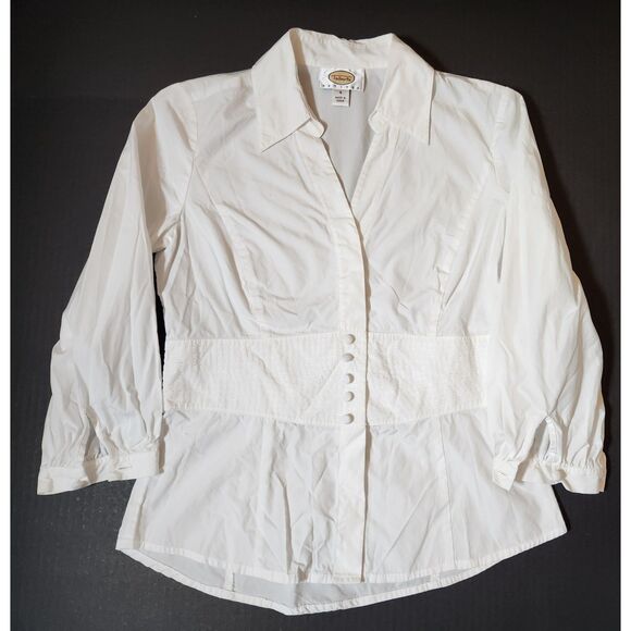 Talbots Petites Button-Down 3/4 sleeve Blouse Women’s Size 4 White - Picture 1 of 9